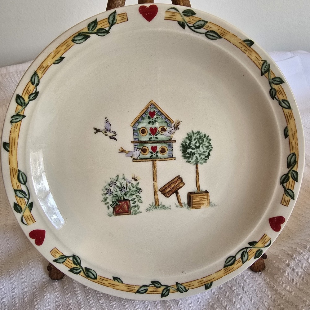 Vintage Thompson Pottery Birdhouse Cottage Core Side Plate